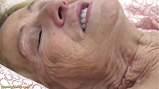 sexy hairy 90 years old granny banged by the brush toyboy